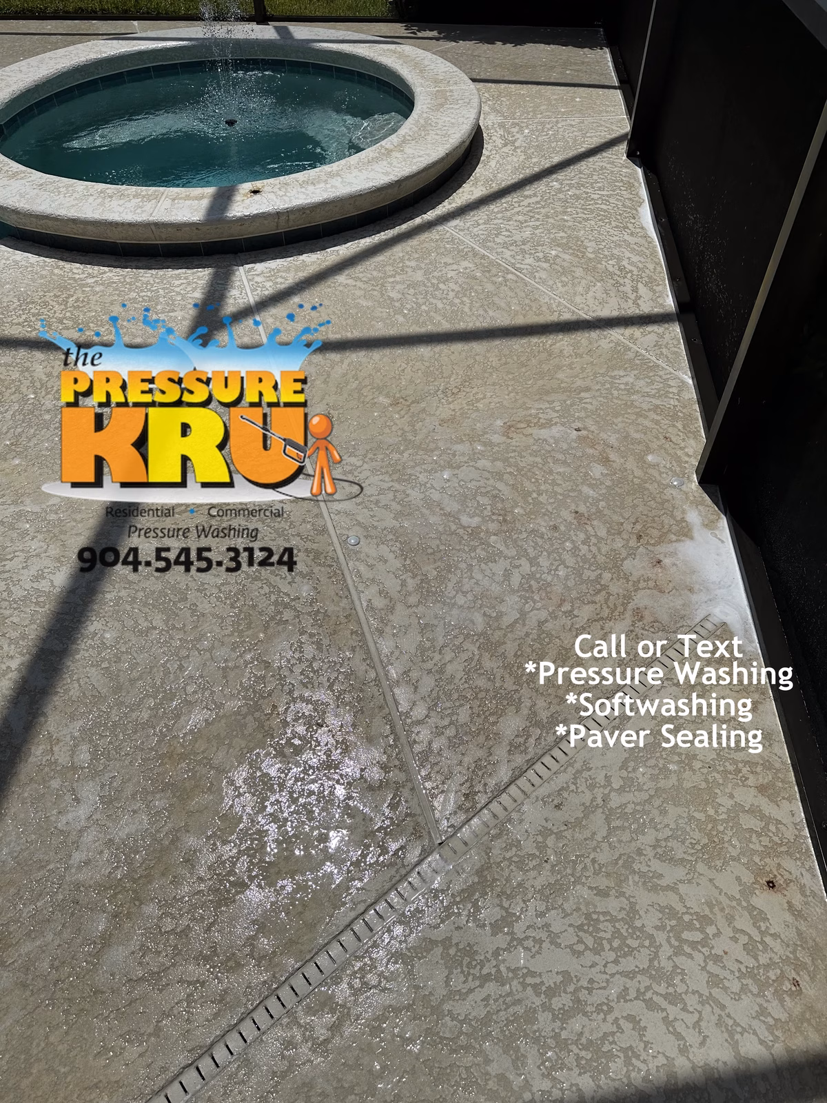 Residential Painted pool deck pressure cleaning in Julington Creek Plantation after