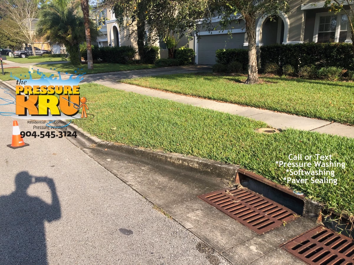 Residential curb cleaning in Durbin Crossing before