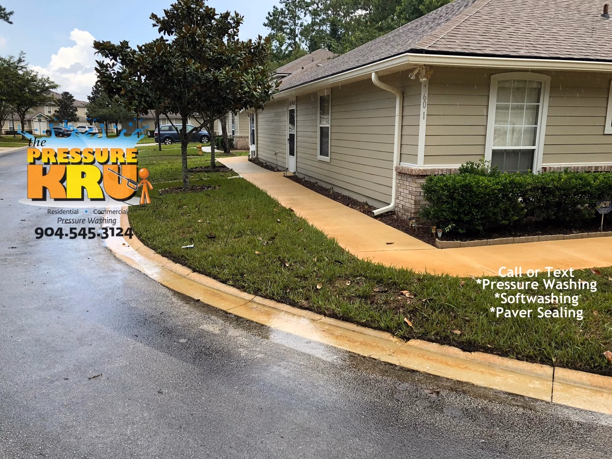 Town home HOA concrete curb cleaning in St. Johns, FL after