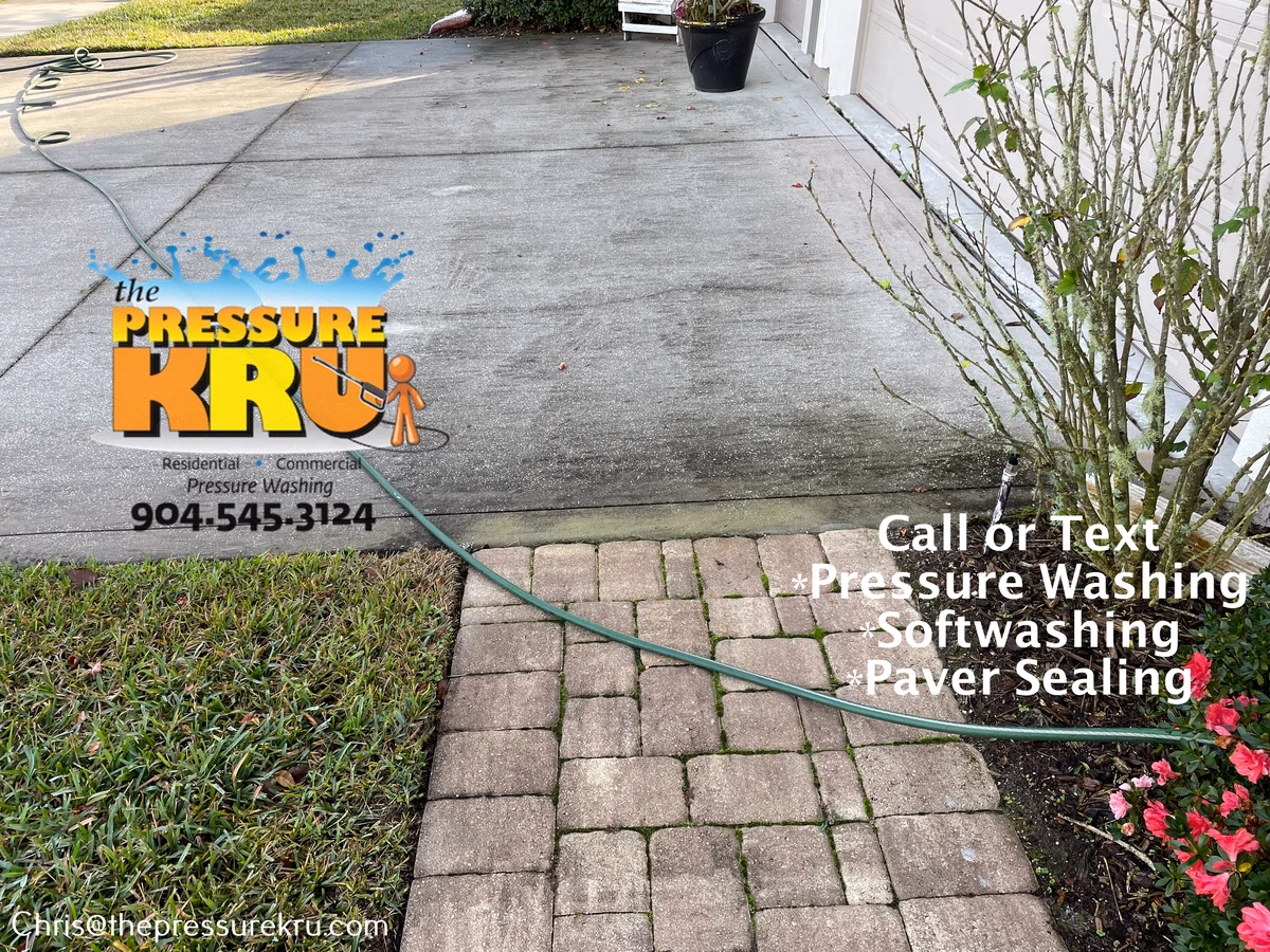 Paver driveway deep clean results before pressure washing near 32092