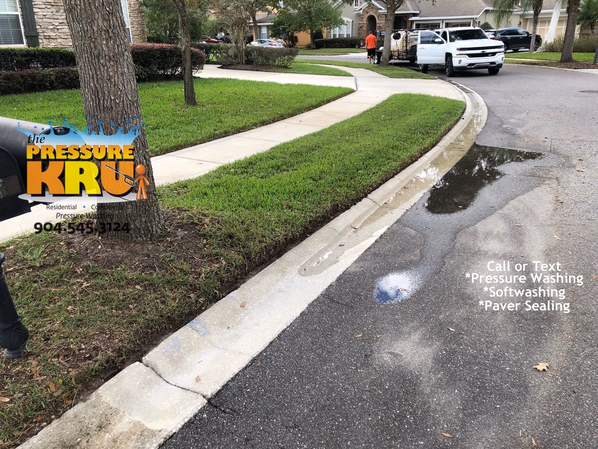 Concrete curb cleaning in St. Johns, FL after